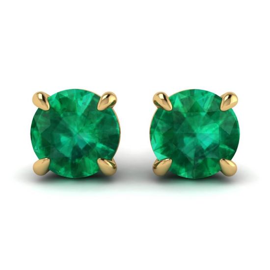 Classic Emerald Stud Earrings Yellow Gold, Enlarge image 1