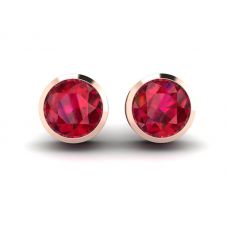 Ruby Stud Earrings in  Rose Gold