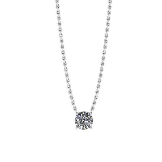 Classic Solitaire Diamond Necklace on Thin Chain, Enlarge image 1