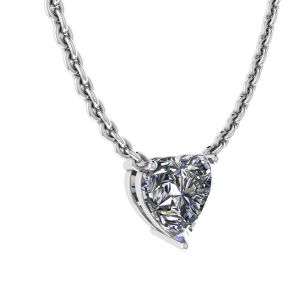 Heart Diamond Solitaire Necklace on Thin Chain White Gold - Photo 1