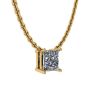 Princess Diamond Solitaire Necklace on Thin Chain Yellow Gold, Image 2