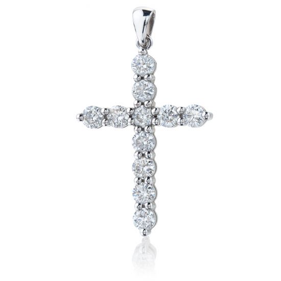 Cross Necklace with 11 diamonds (2х1.5 cm), Image 1