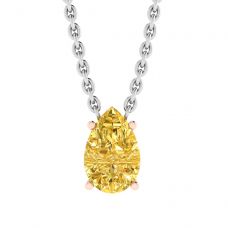 Pear Shaped Fancy Yellow Diamond Chain Necklace Rose Gold