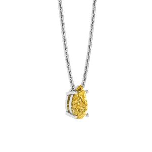 Pear Shaped Fancy Yellow Diamond Chain Necklace White Gold - Photo 1
