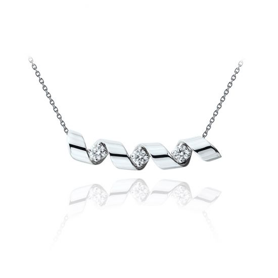 Smile Necklace with 3 Diamonds - Ruban Collection, Enlarge image 1