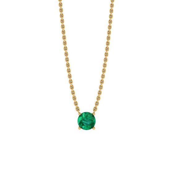 1/2 carat Round Emerald on Yellow Gold Chain, Enlarge image 1