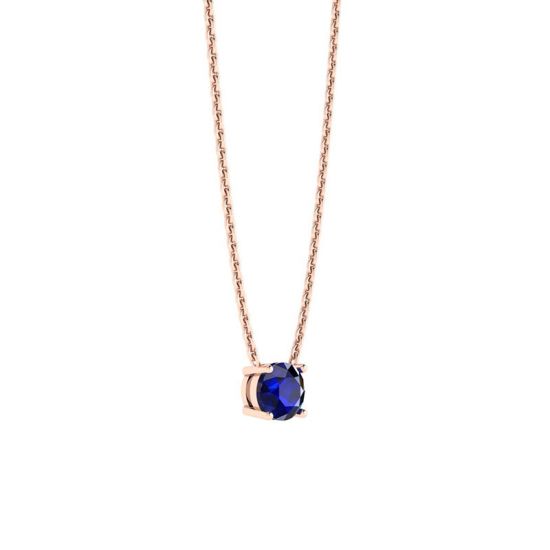 1/2 carat Round Sapphire on Rose Gold Chain,  Enlarge image 2