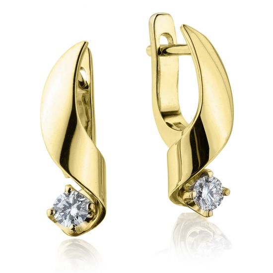 Small Earrings with 3 mm Diamond - Ruban Collection,  Enlarge image 3